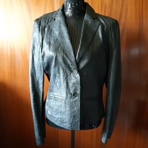 Mexx Black Leather Jacket Size 12